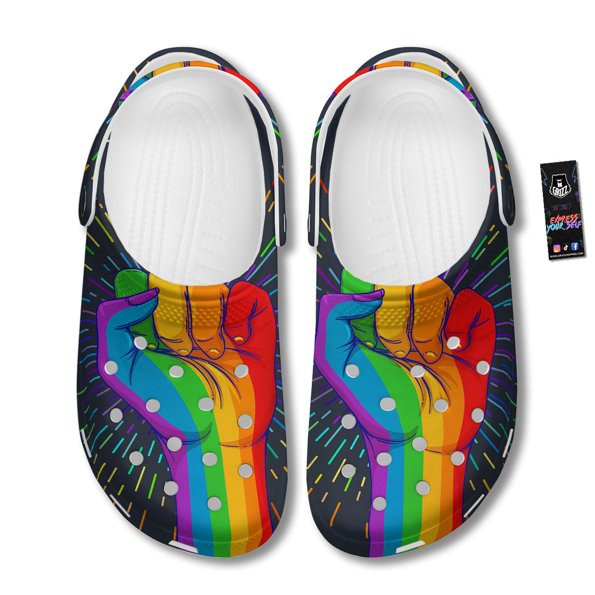 Rainbow Hand LGBT Pride Print Clog-grizzshop