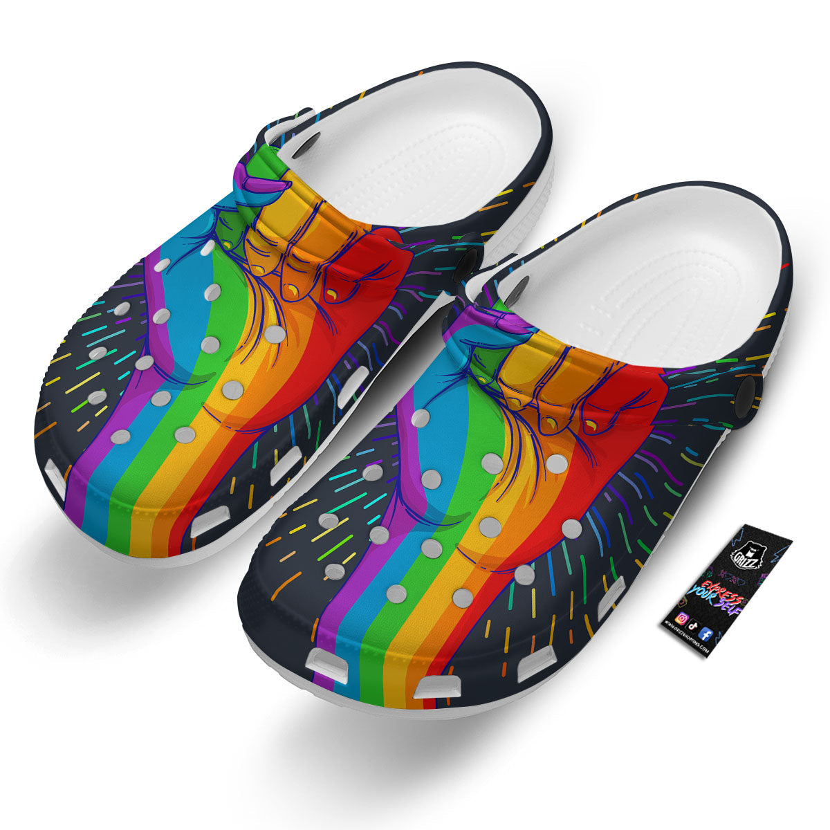 Rainbow Hand LGBT Pride Print Clog-grizzshop