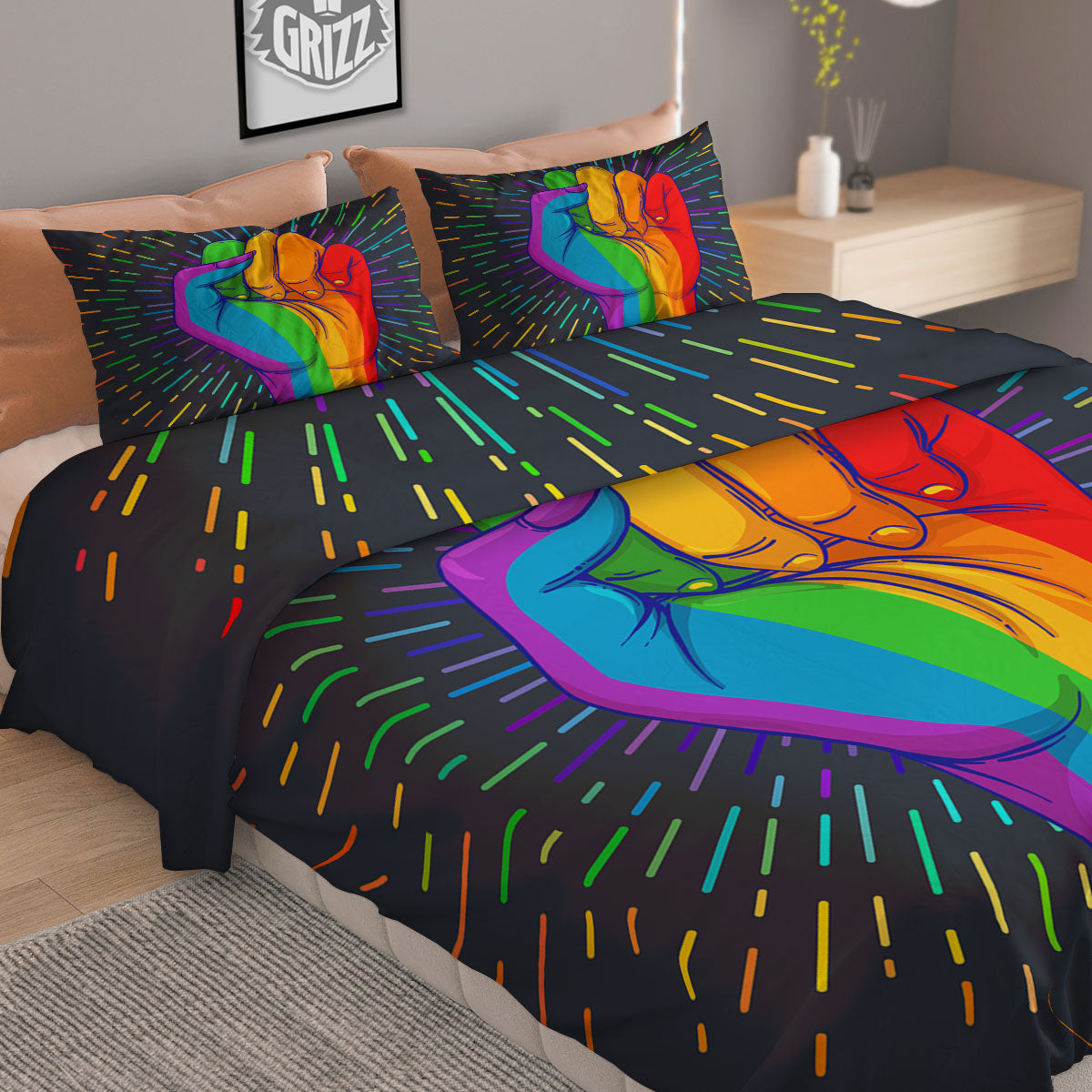 Rainbow Hand LGBT Pride Print Duvet Cover Bedding Set
