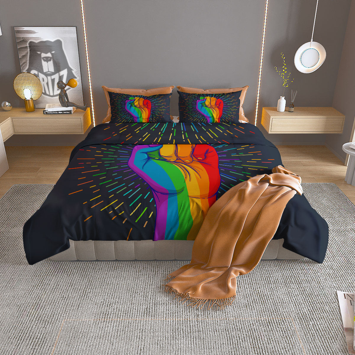 Rainbow Hand LGBT Pride Print Duvet Cover Bedding Set