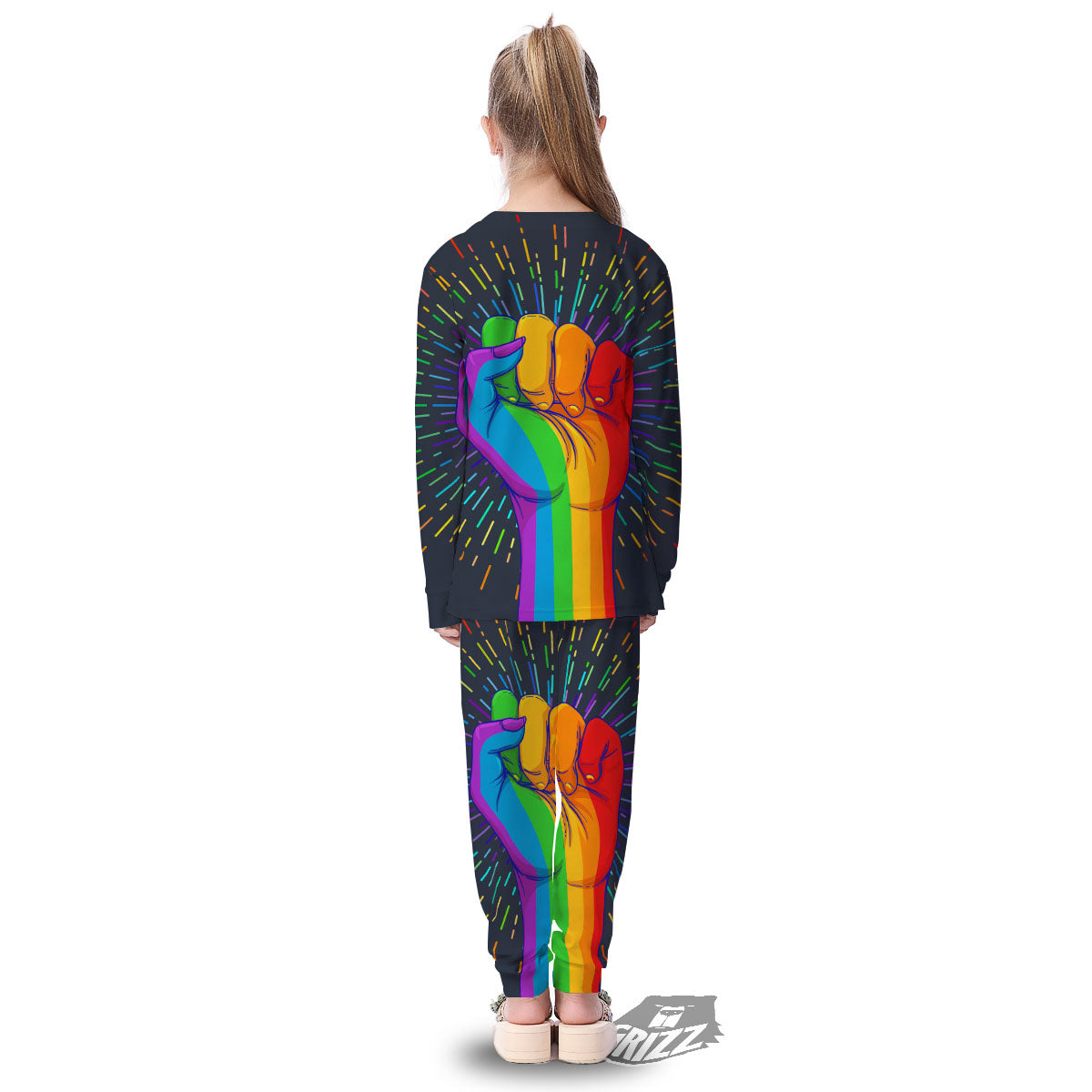 Rainbow Hand LGBT Pride Print Kid's Pajamas-grizzshop