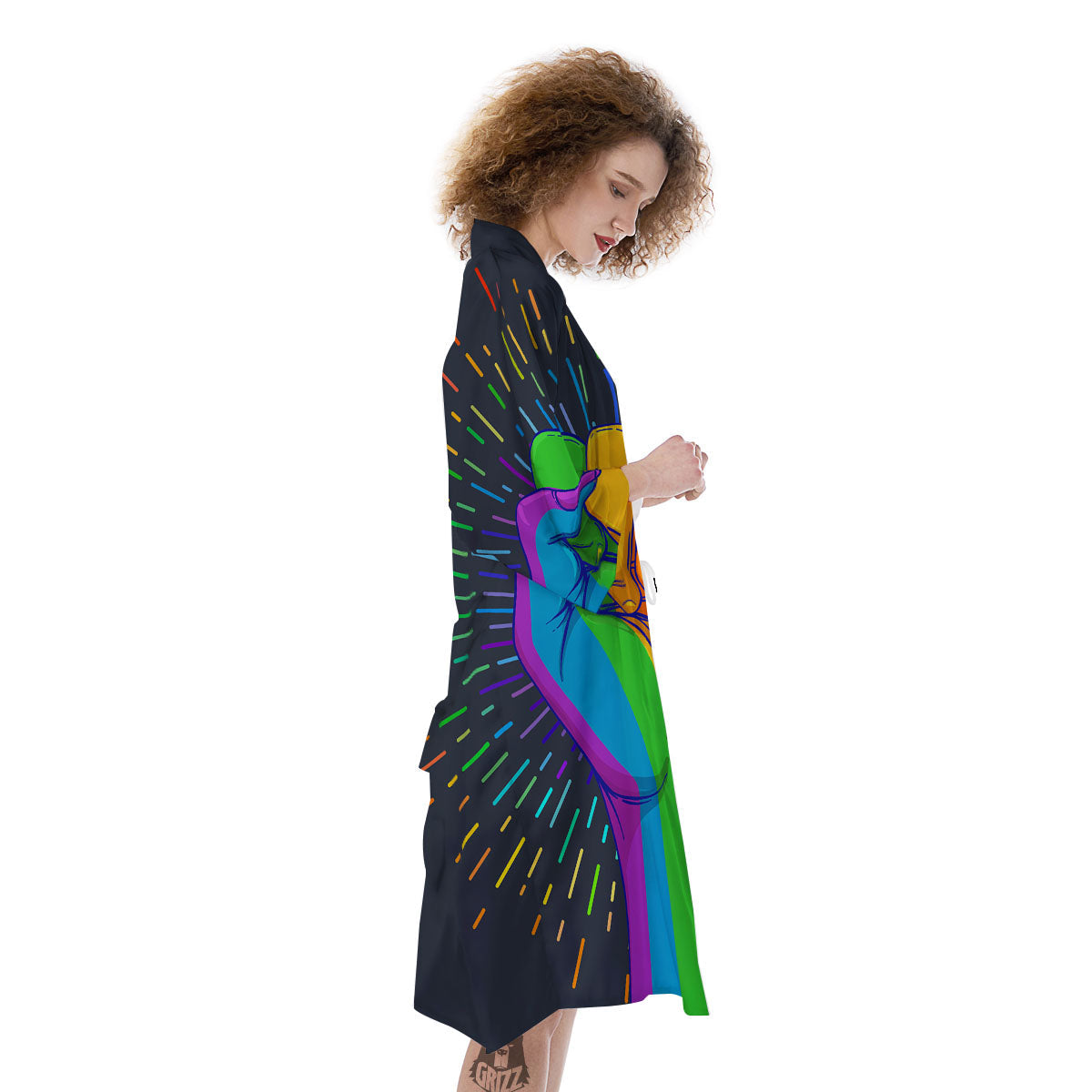 Rainbow Hand LGBT Pride Print Kimono-grizzshop