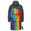 Rainbow Hand LGBT Pride Print Long Down Jacket-grizzshop