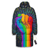 Rainbow Hand LGBT Pride Print Long Down Jacket-grizzshop