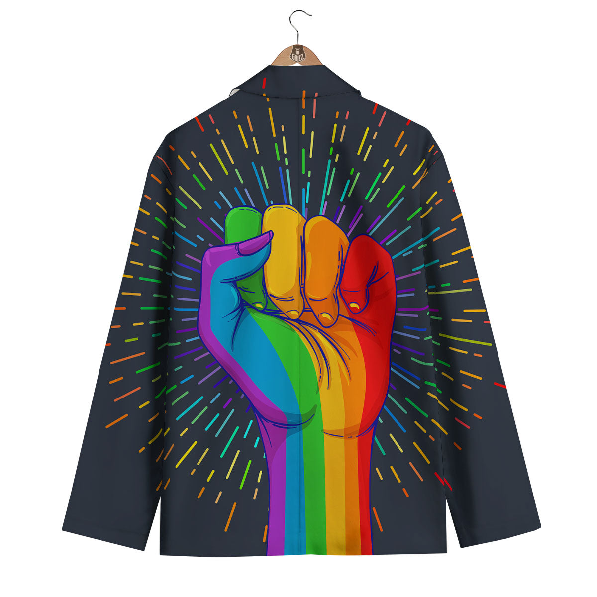 Rainbow Hand LGBT Pride Print Men's Blazer-grizzshop