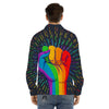 Rainbow Hand LGBT Pride Print Men's Dress Shirts-grizzshop