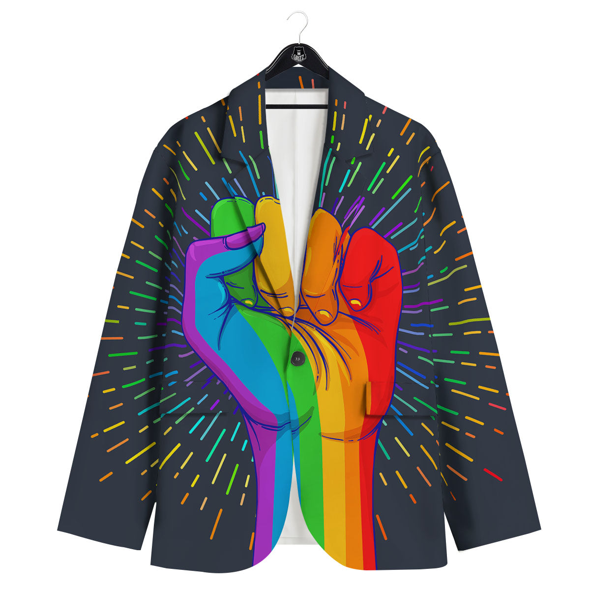 Rainbow Hand LGBT Pride Print Men's Sport Coat-grizzshop