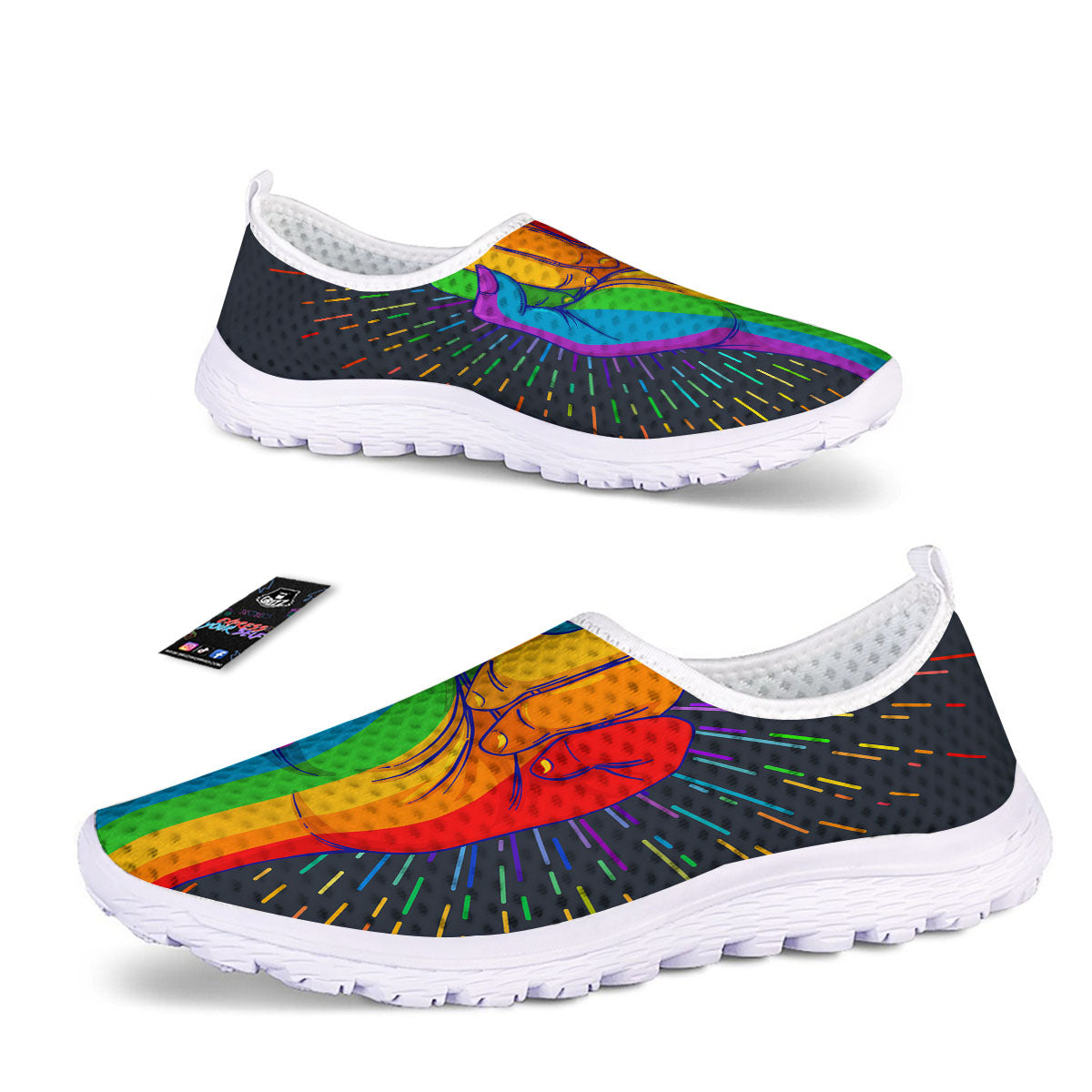 Rainbow Hand LGBT Pride Print Nurse Shoes-grizzshop