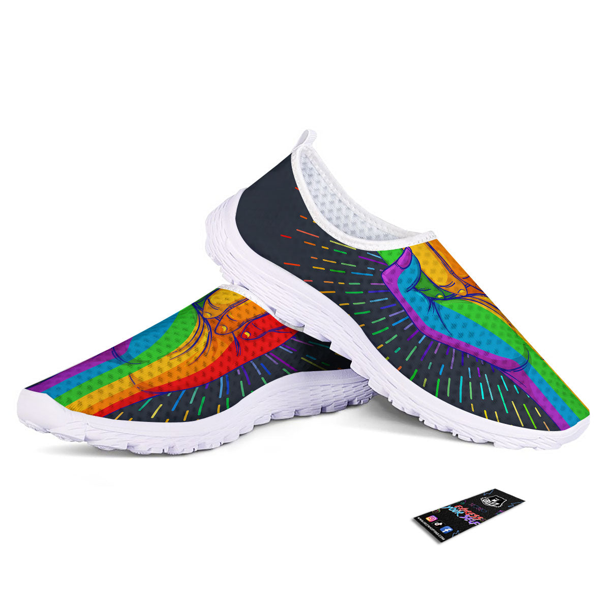 Rainbow Hand LGBT Pride Print Nurse Shoes-grizzshop