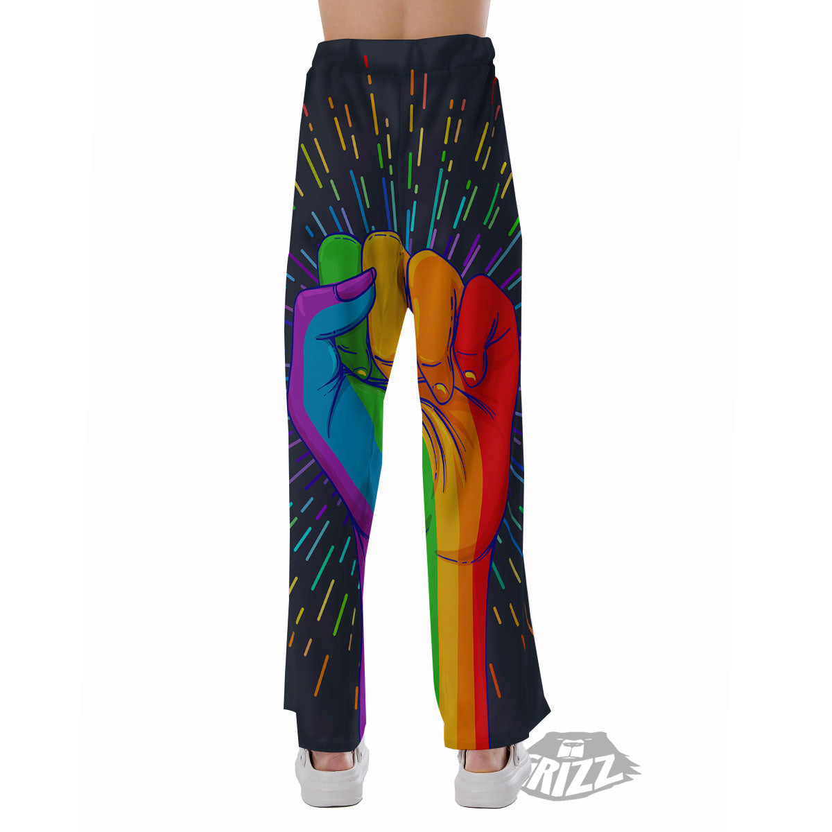 Rainbow Hand LGBT Pride Print Pajama Pants-grizzshop