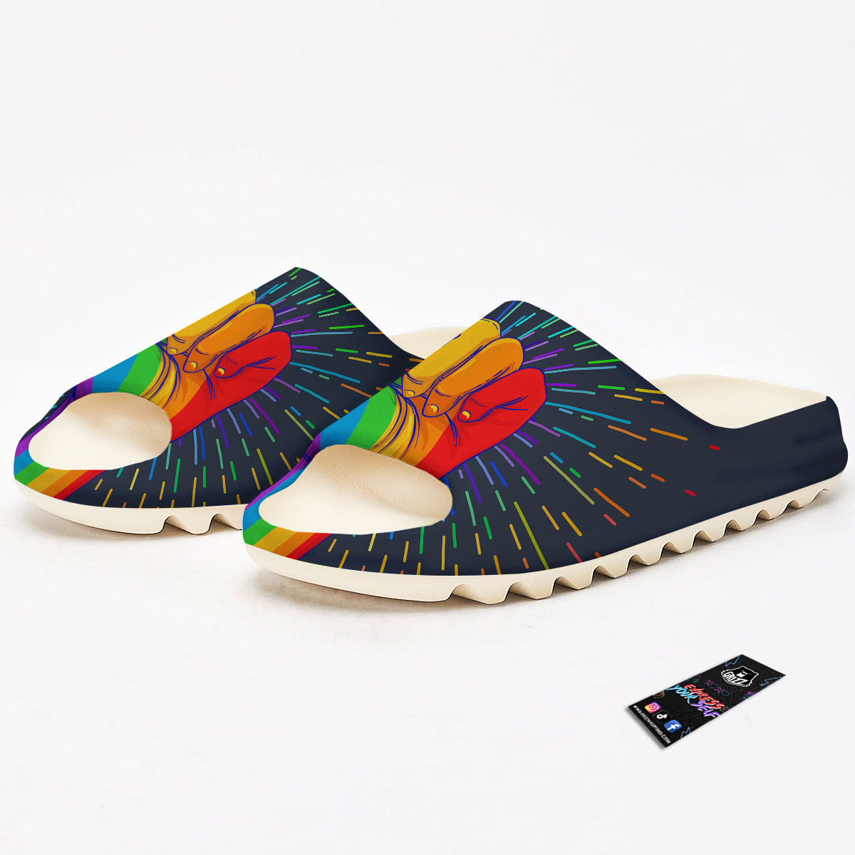 Rainbow Hand LGBT Pride Print Sandals-grizzshop