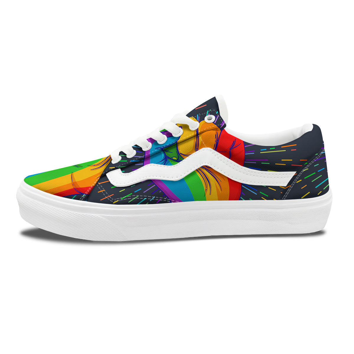 Rainbow Hand LGBT Pride Print Skate Shoes-grizzshop