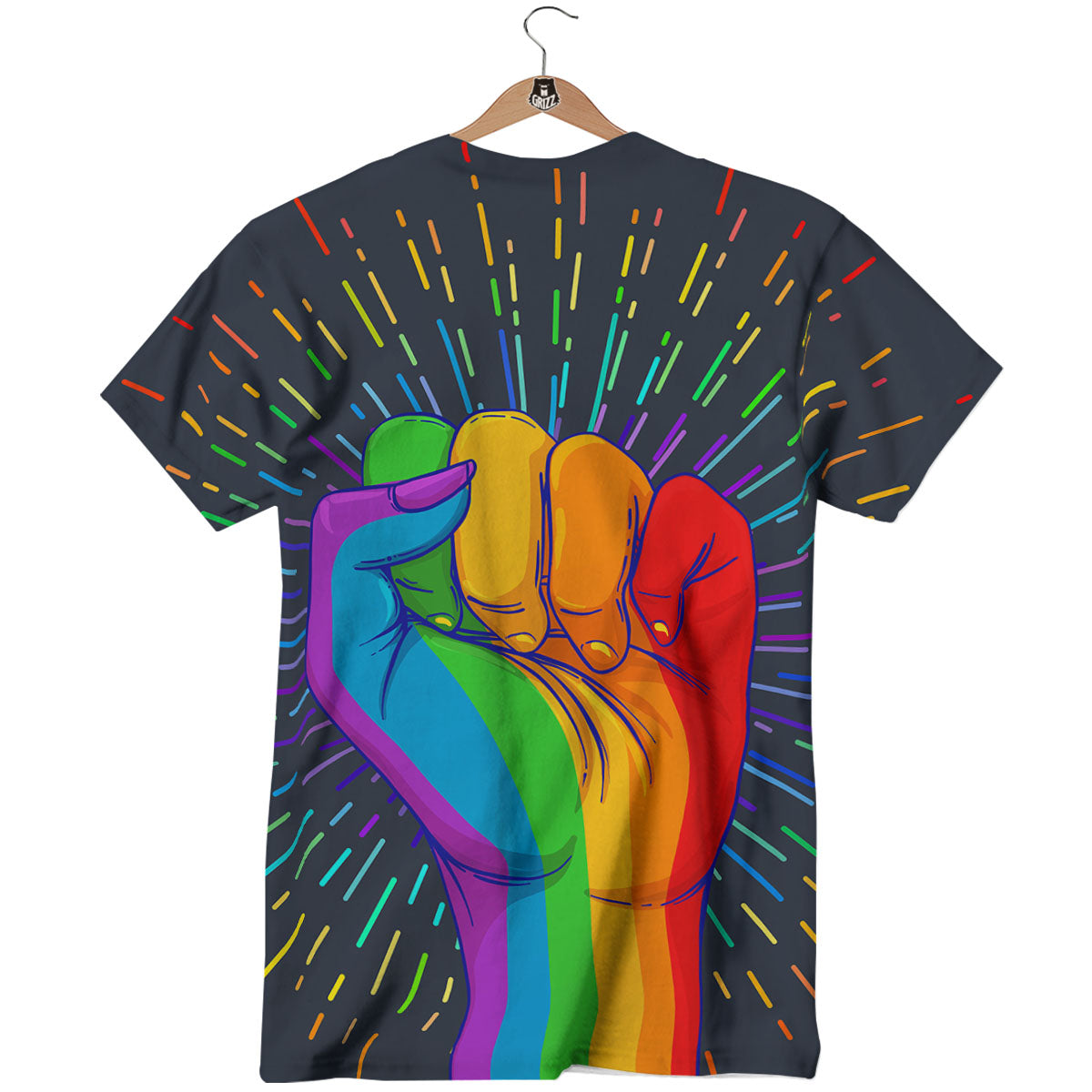 Rainbow Hand LGBT Pride Print T-Shirt-grizzshop