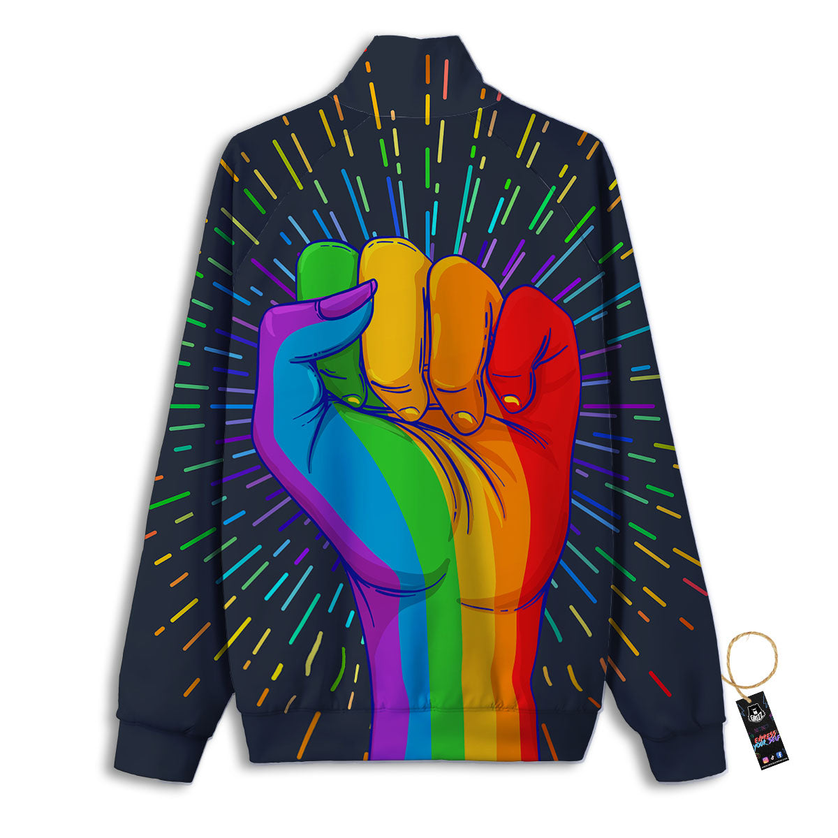 Rainbow Hand LGBT Pride Print Track Jacket-grizzshop