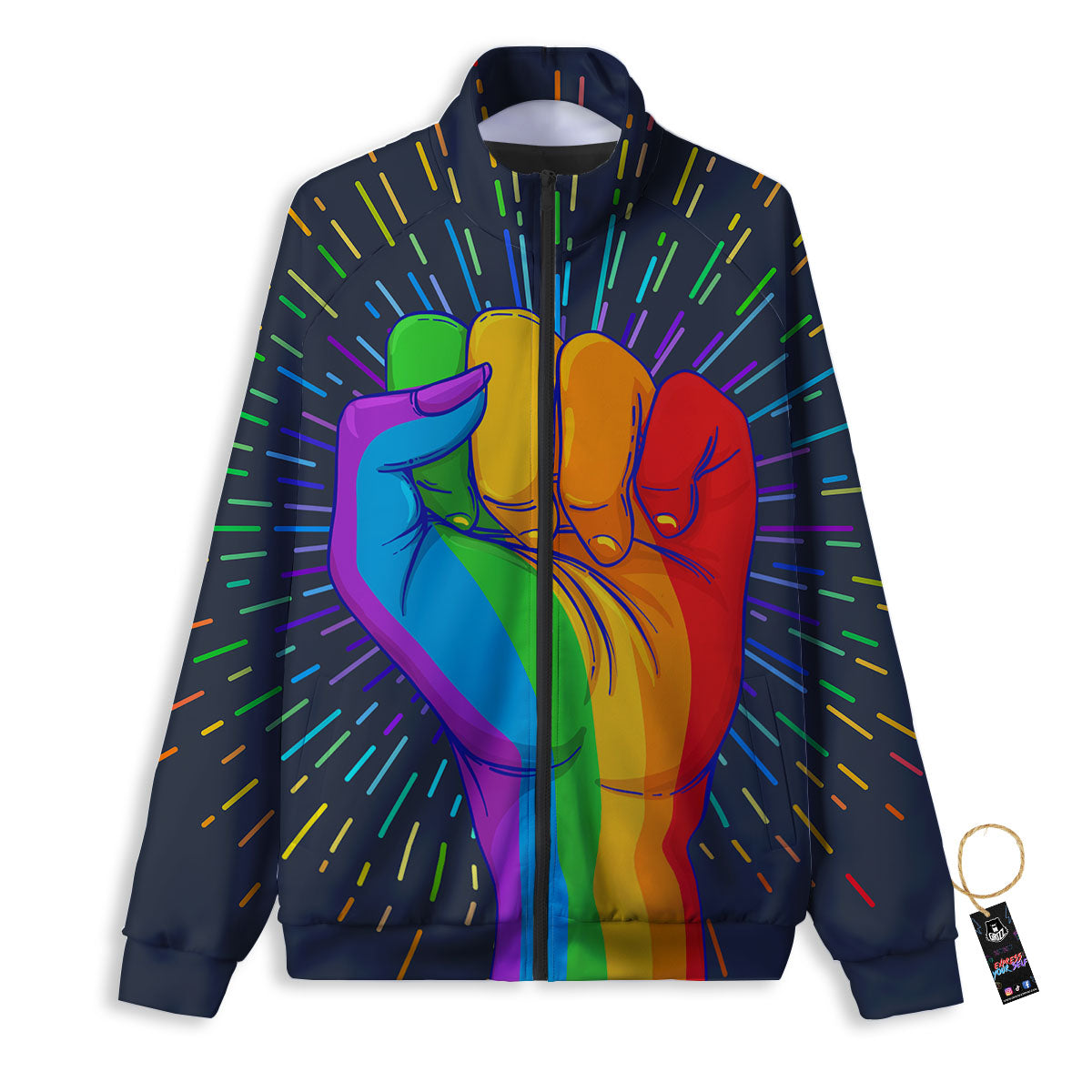 Rainbow Hand LGBT Pride Print Track Jacket-grizzshop