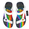 Rainbow Hand LGBT Pride Print White Open Toe Sandals-grizzshop