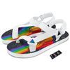 Rainbow Hand LGBT Pride Print White Open Toe Sandals-grizzshop