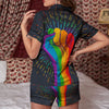 Rainbow Hand LGBT Pride Print Women Silk Pajamas-grizzshop