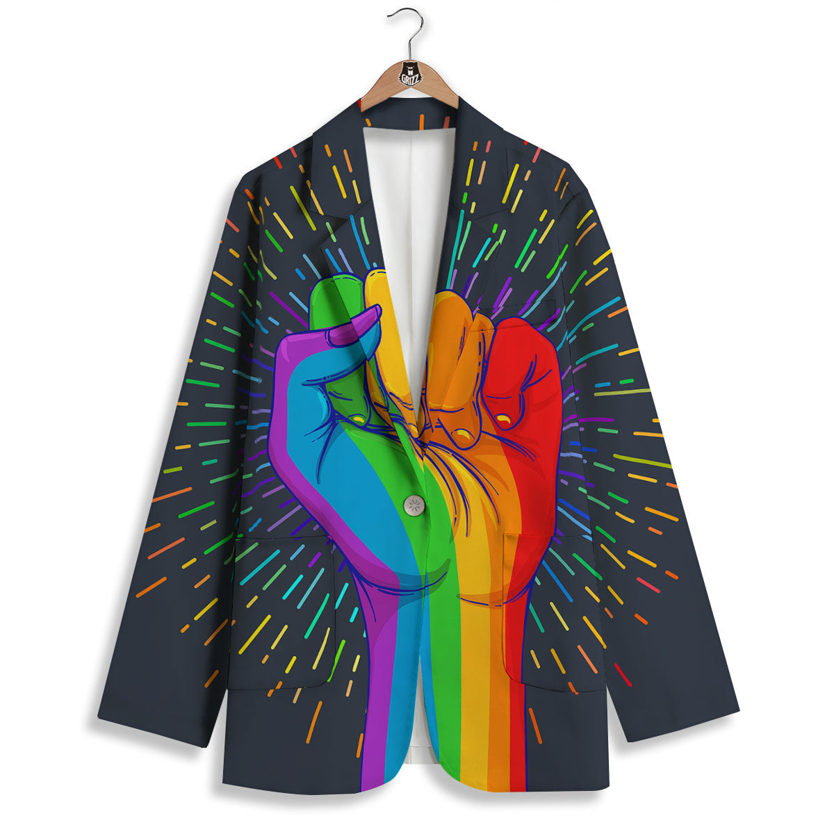 Rainbow Hand LGBT Pride Print Women's Blazer-grizzshop