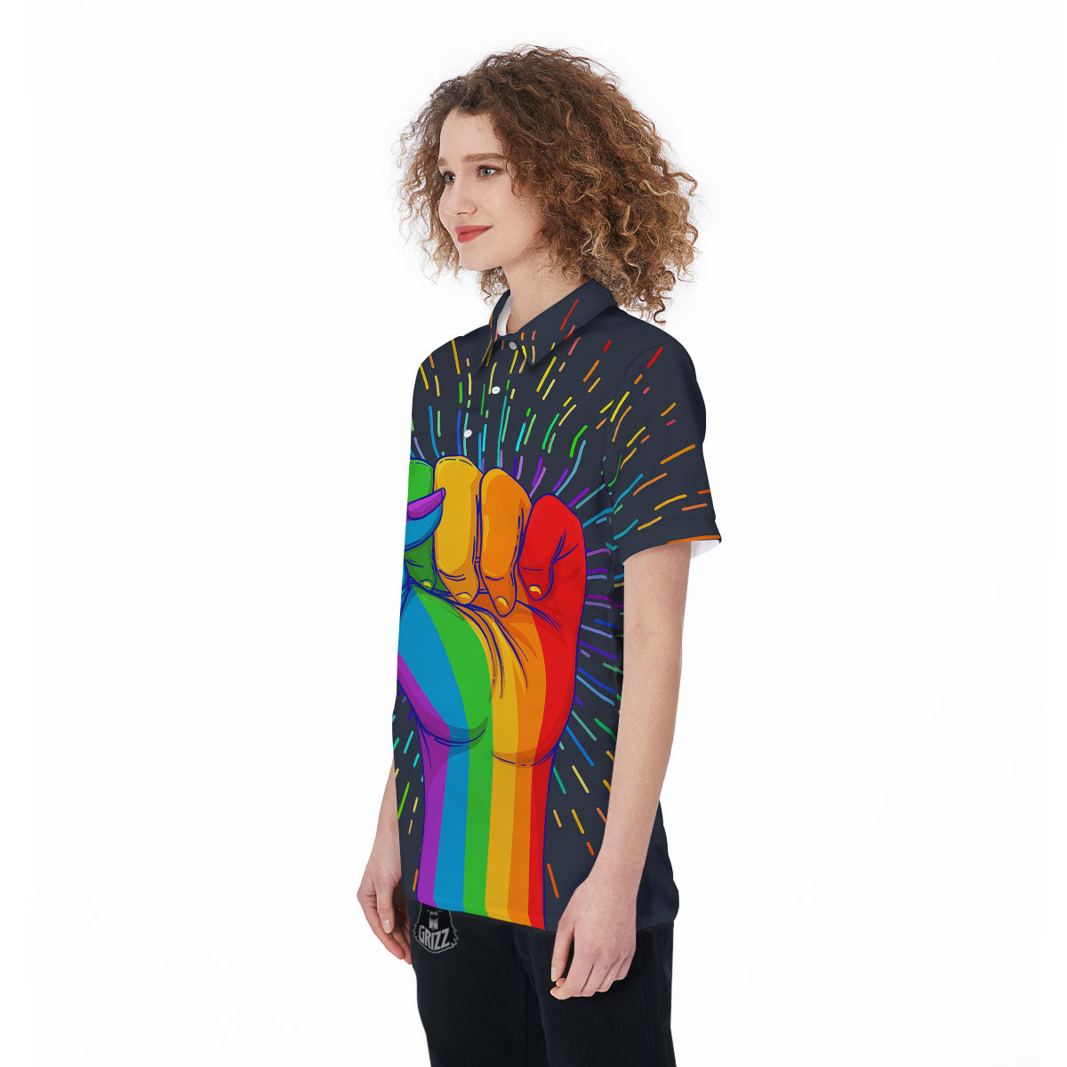 Rainbow Hand LGBT Pride Print Women's Golf Shirts-grizzshop