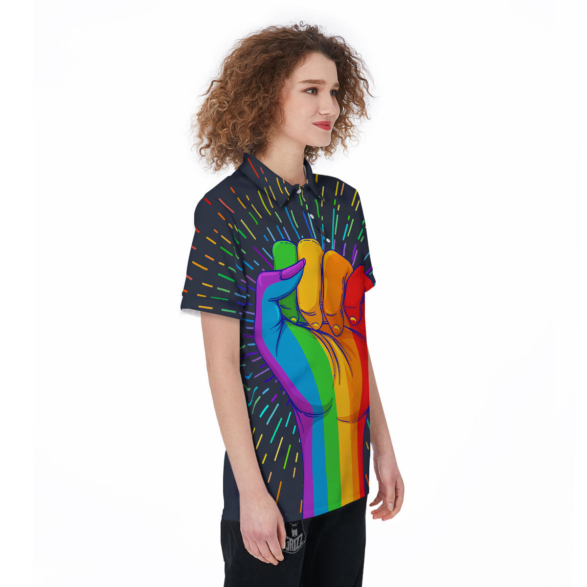 Rainbow Hand LGBT Pride Print Women's Golf Shirts-grizzshop