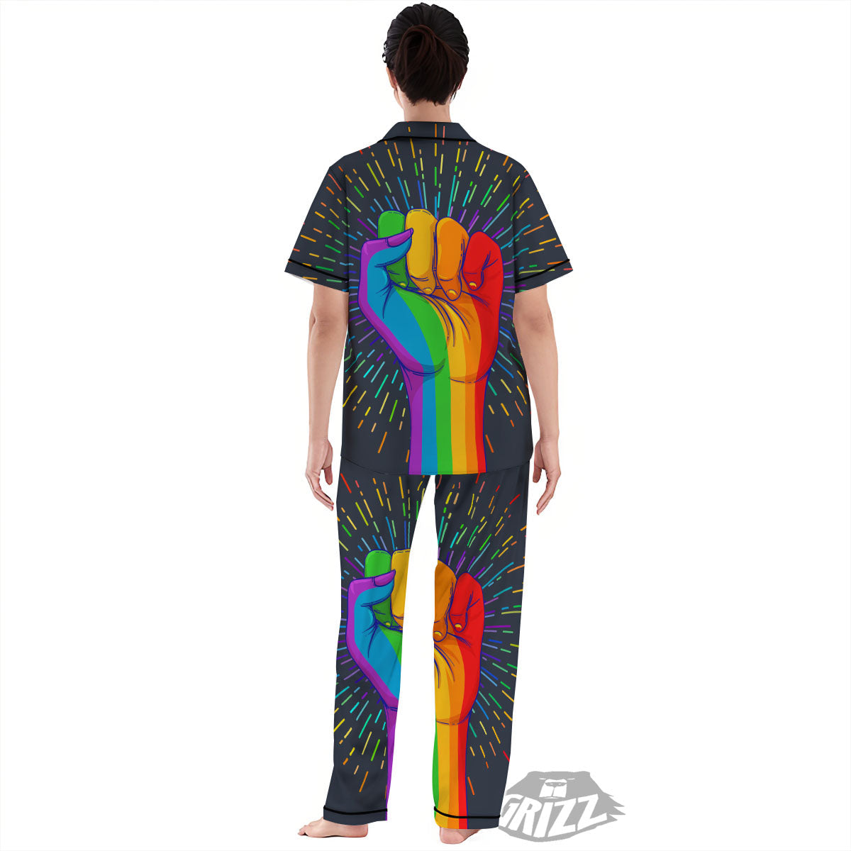 Rainbow Hand LGBT Pride Print Women's Pajamas Set-grizzshop