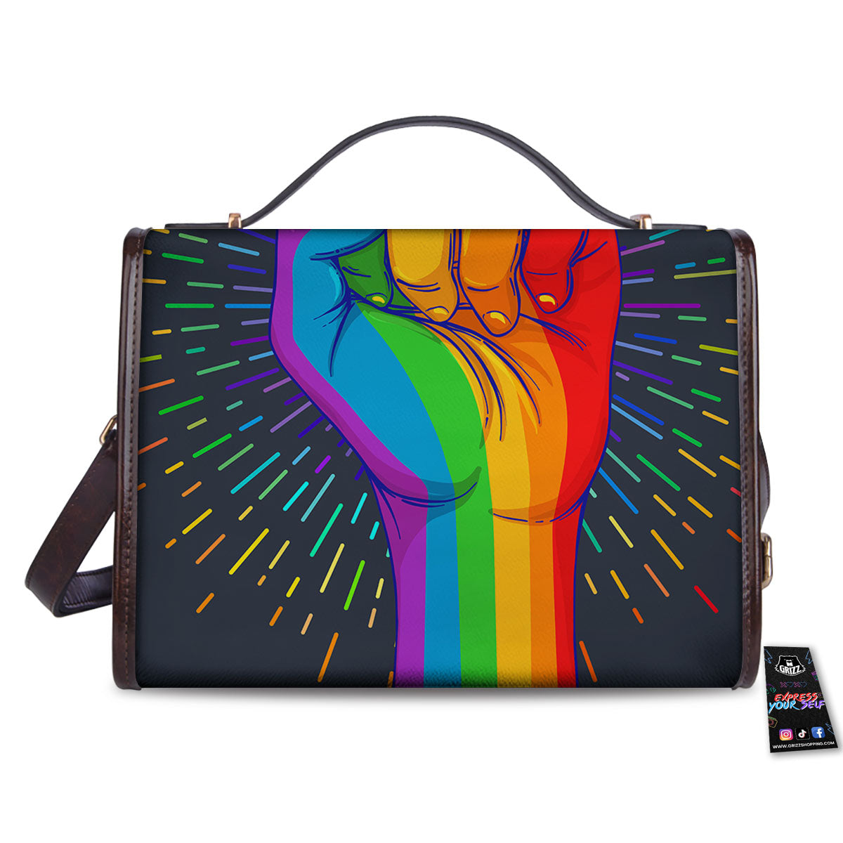 Rainbow Hand LGBT Pride Print Women's Satchel Bag-grizzshop