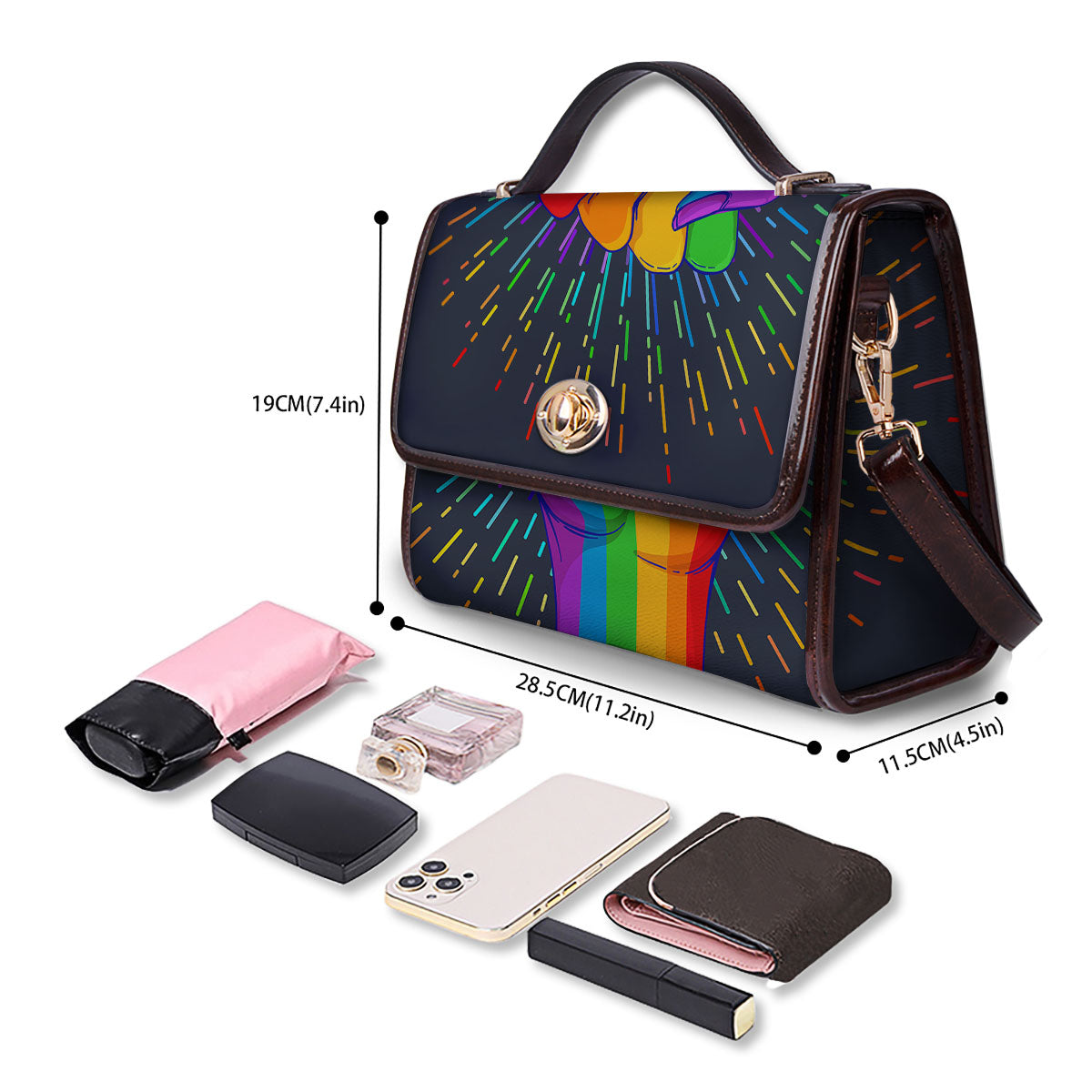 Rainbow Hand LGBT Pride Print Women's Satchel Bag-grizzshop