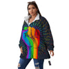 Rainbow Hand LGBT Pride Print Women's Sherpa Jacket-grizzshop