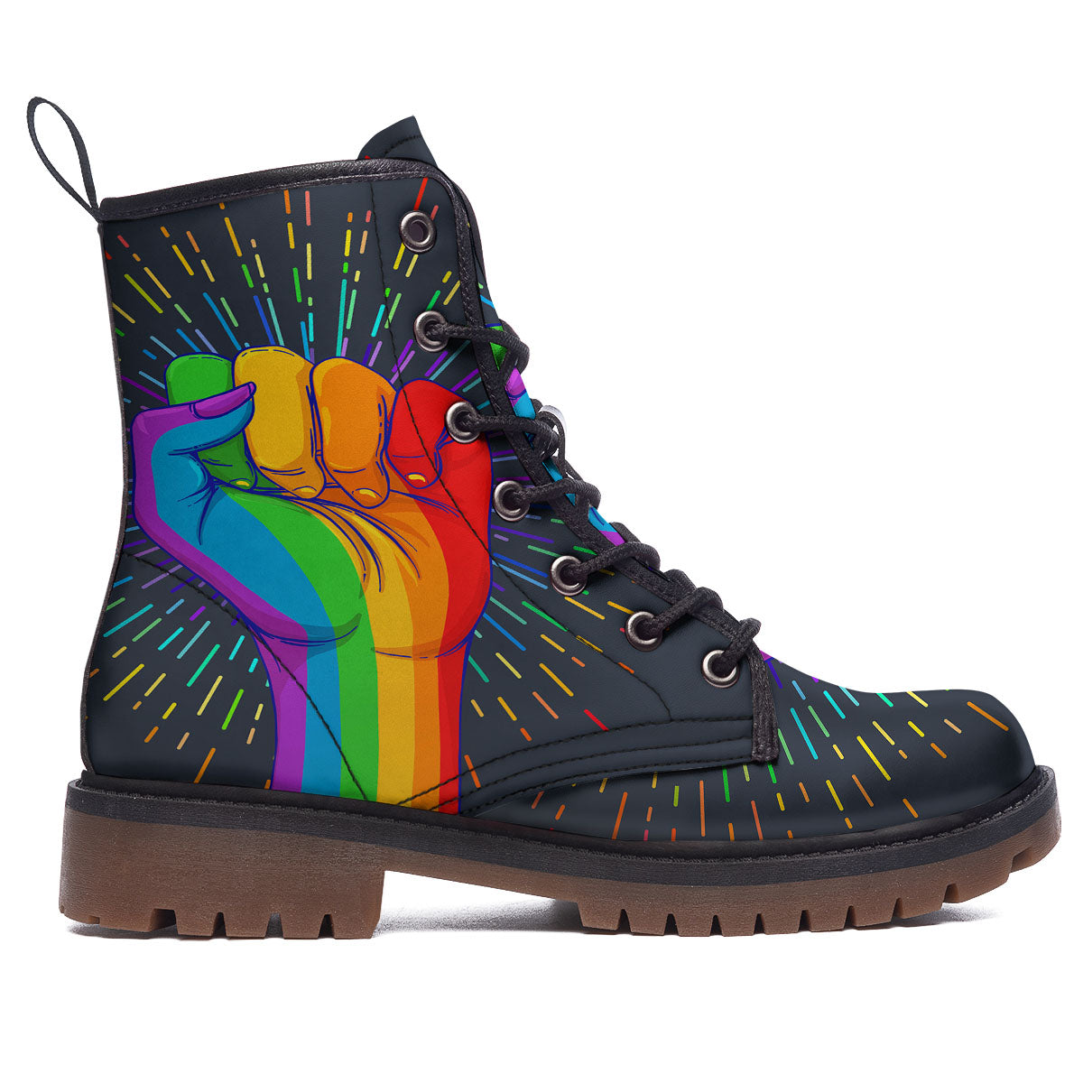 Rainbow Hand LGBT Pride Print Work Boots-grizzshop