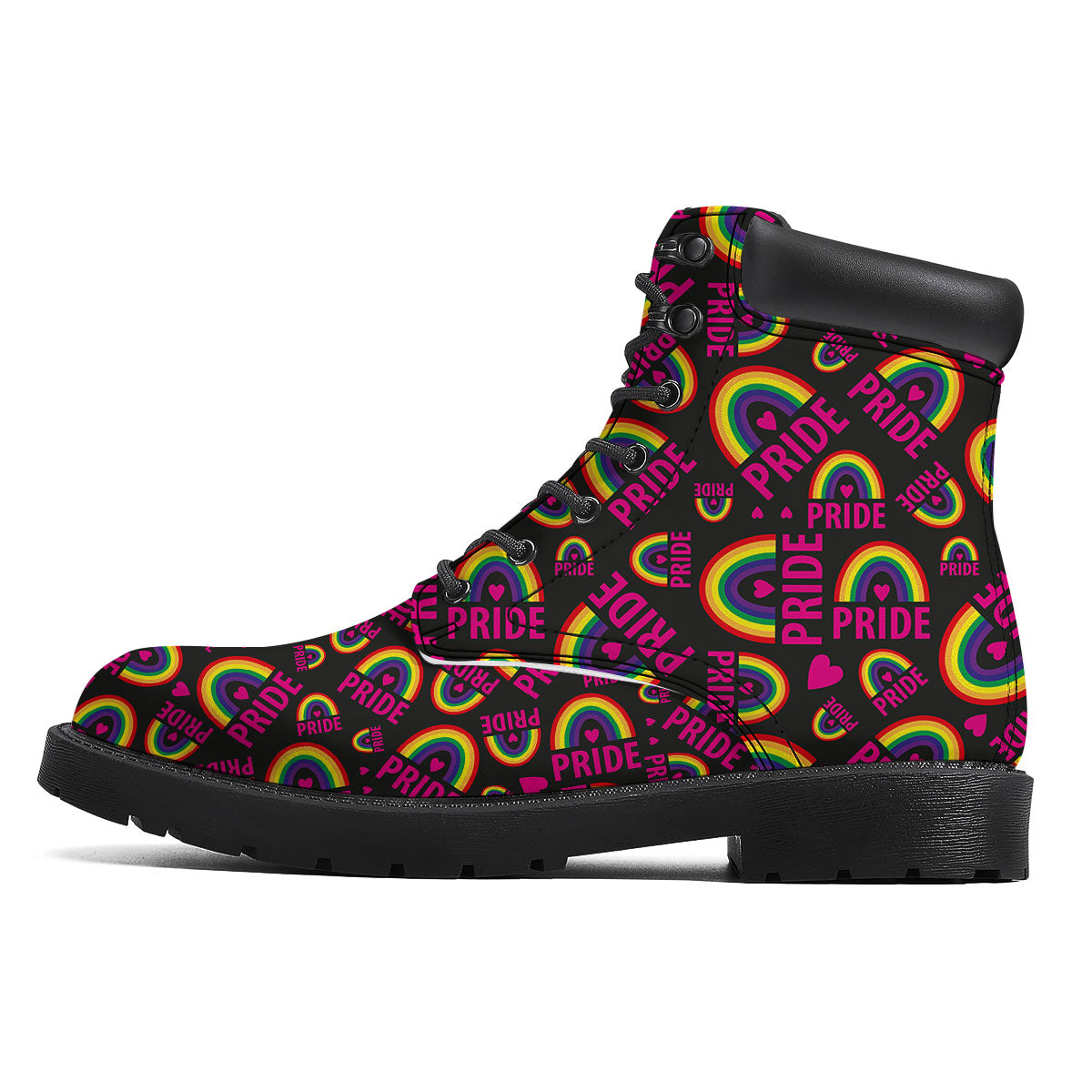 Rainbow Heart LGBT Pride Print Pattern Boots-grizzshop