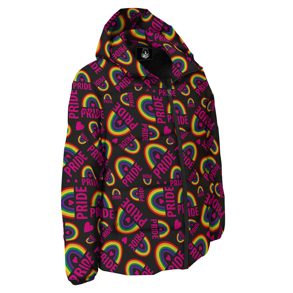 Rainbow Heart LGBT Pride Print Pattern Down Jacket-grizzshop