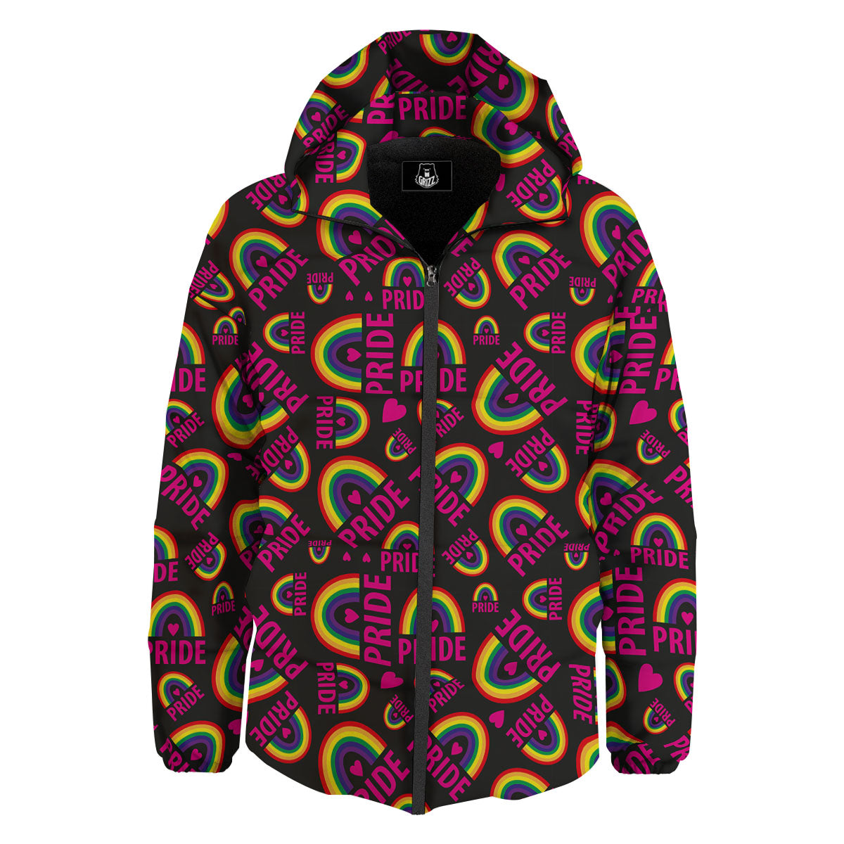 Rainbow Heart LGBT Pride Print Pattern Down Jacket-grizzshop