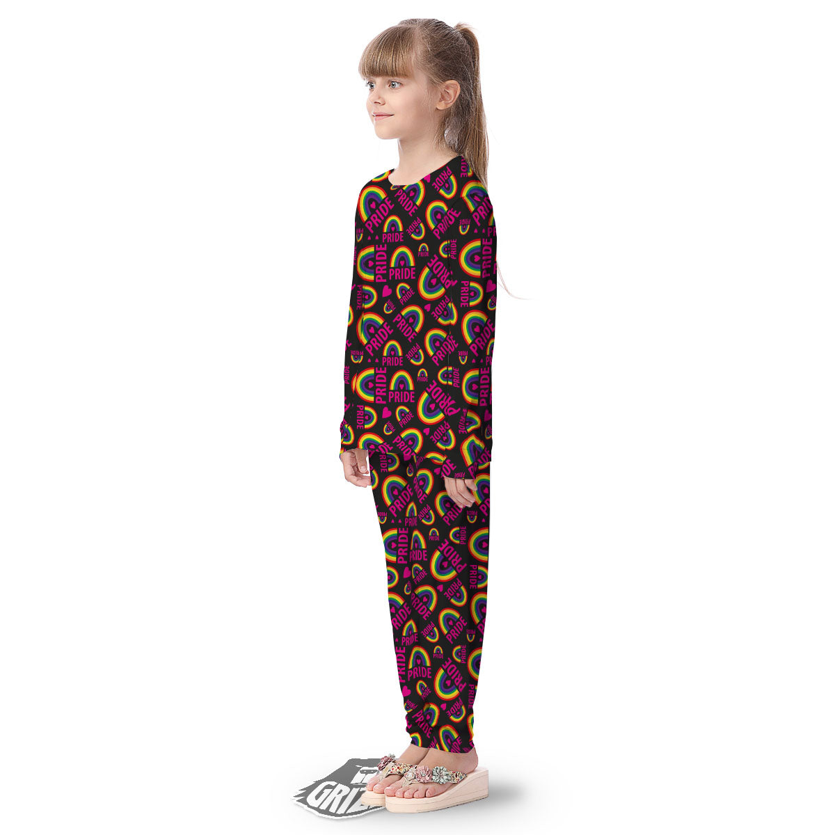 Rainbow Heart LGBT Pride Print Pattern Kid's Pajamas-grizzshop