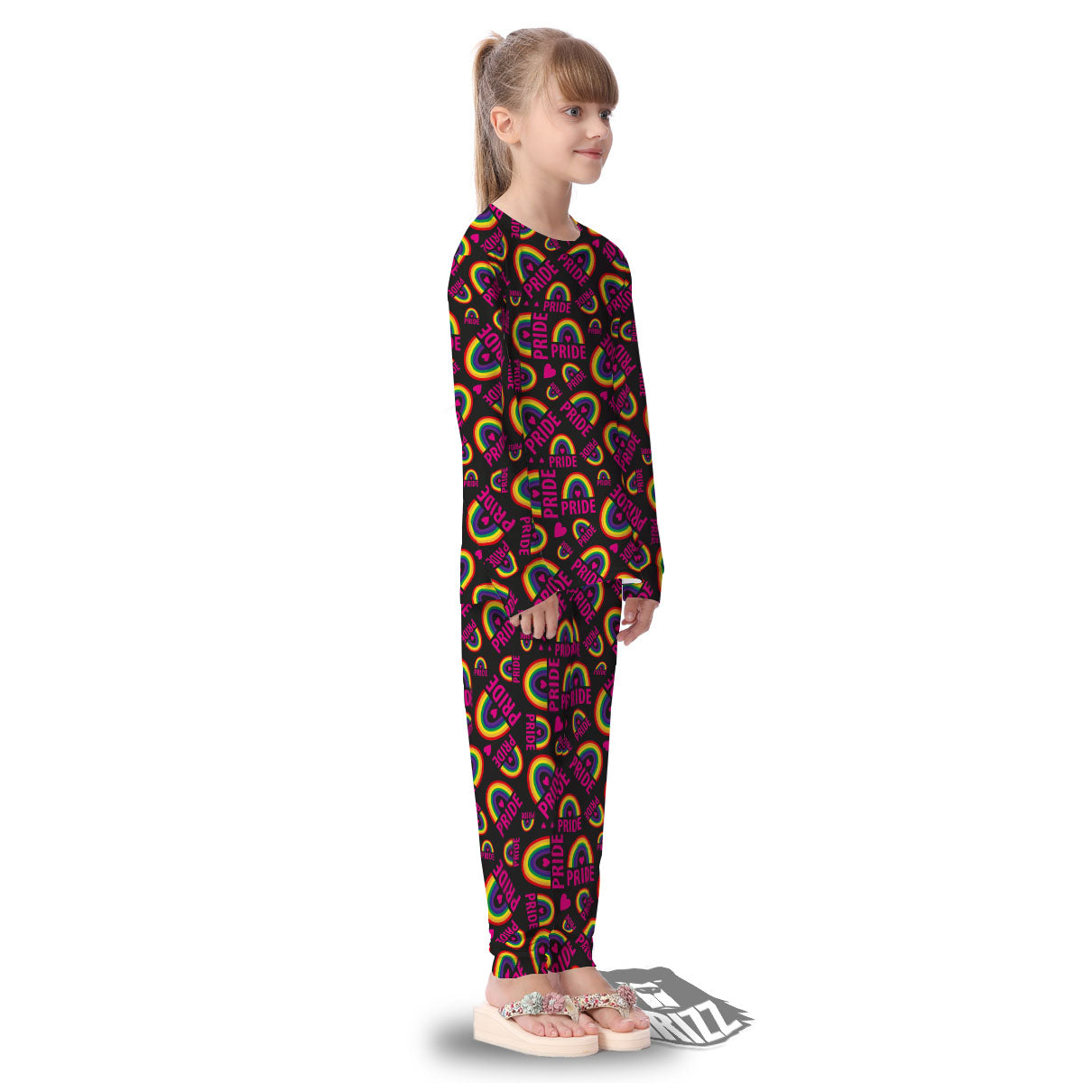 Rainbow Heart LGBT Pride Print Pattern Kid's Pajamas-grizzshop