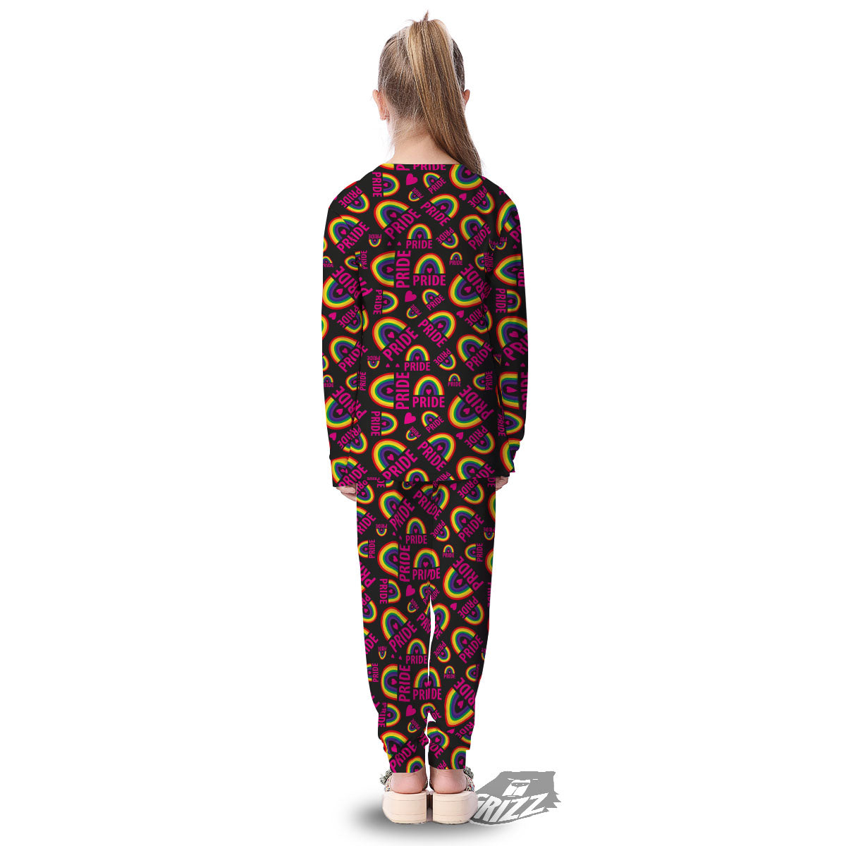 Rainbow Heart LGBT Pride Print Pattern Kid's Pajamas-grizzshop