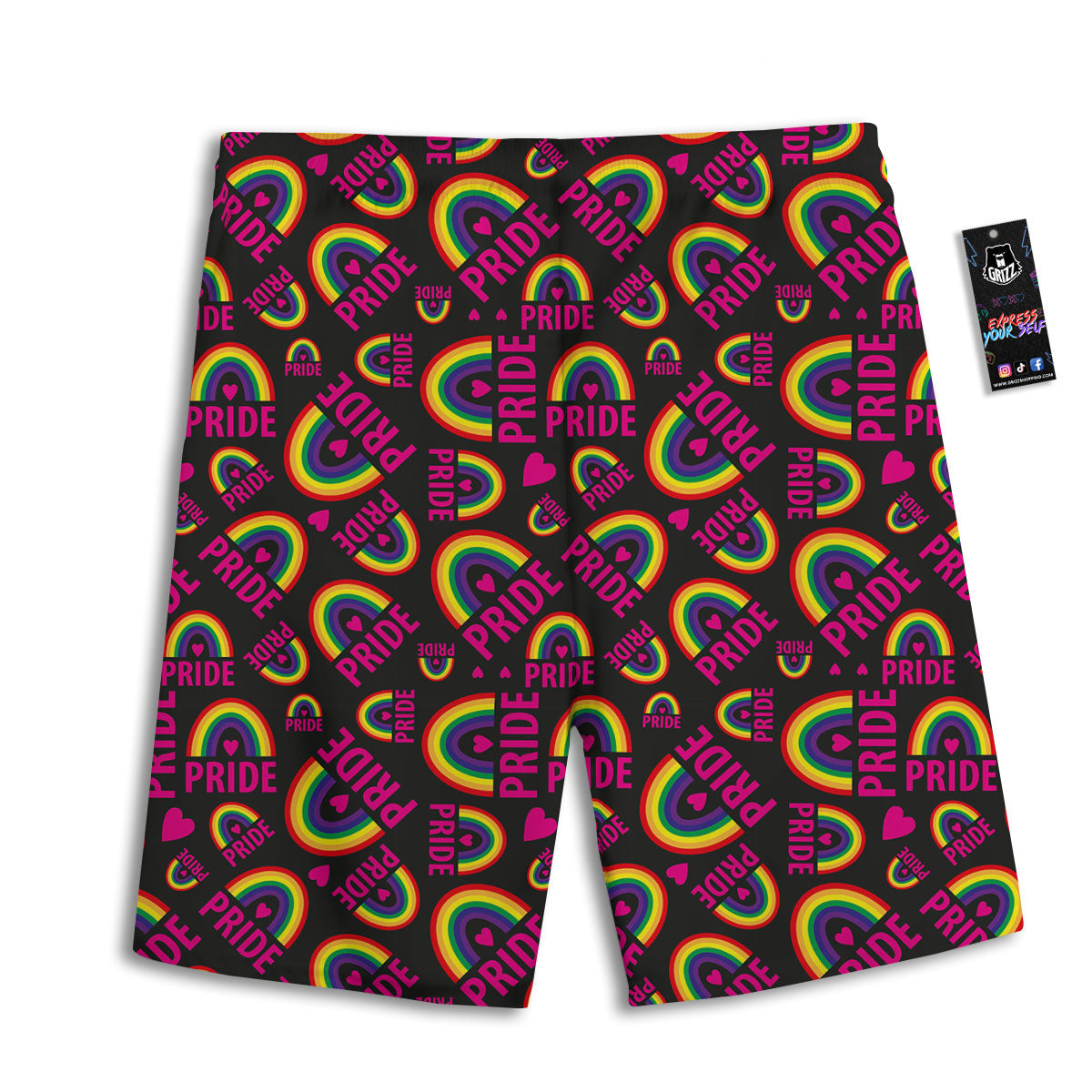 Rainbow Heart LGBT Pride Print Pattern Men's Athletic Shorts