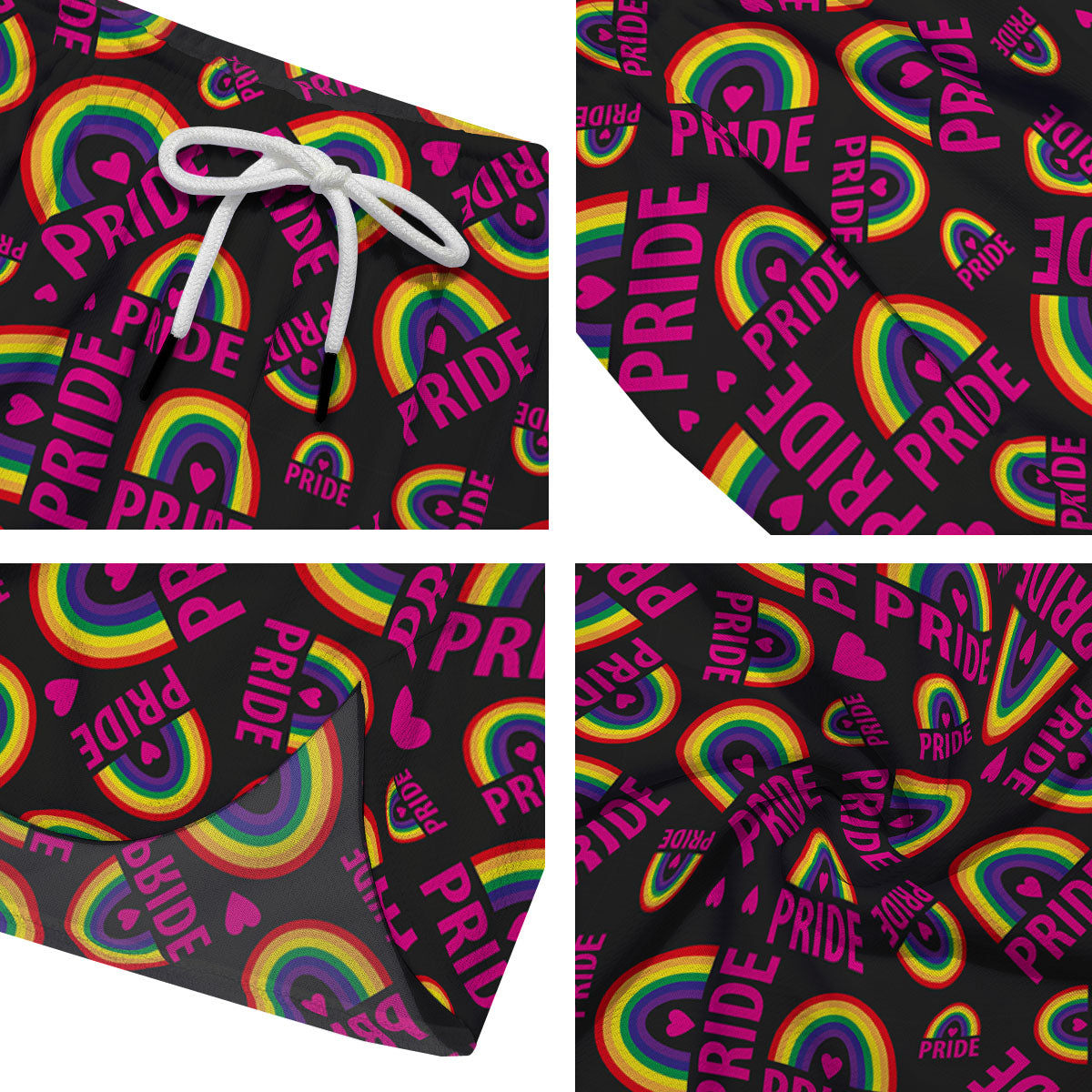 Rainbow Heart LGBT Pride Print Pattern Men's Running Shorts-grizzshop