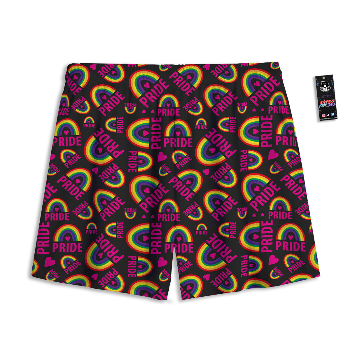 Rainbow Heart LGBT Pride Print Pattern Mesh Shorts