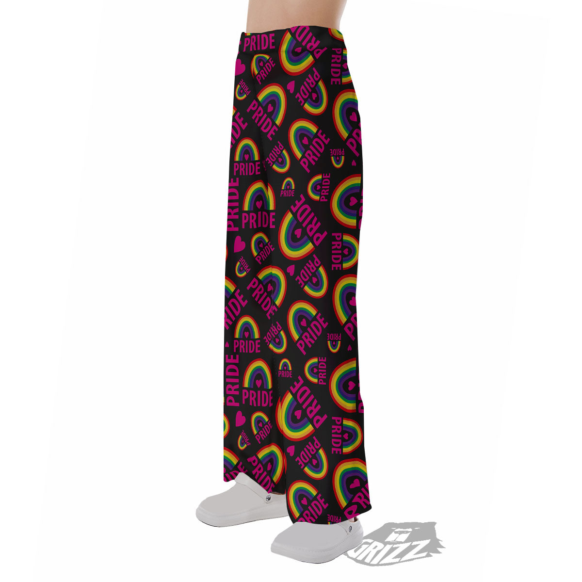 Rainbow Heart LGBT Pride Print Pattern Pajama Pants-grizzshop