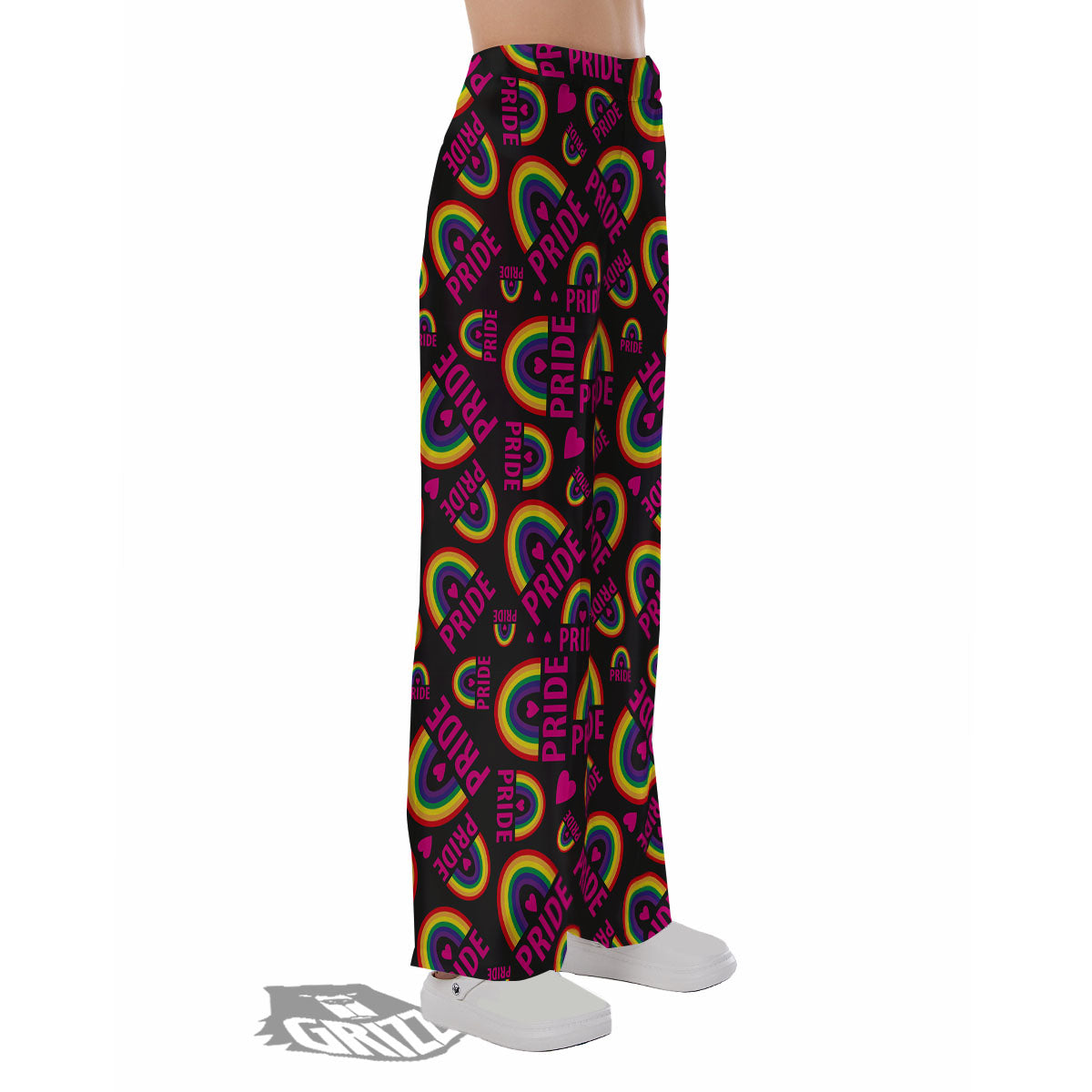 Rainbow Heart LGBT Pride Print Pattern Pajama Pants-grizzshop