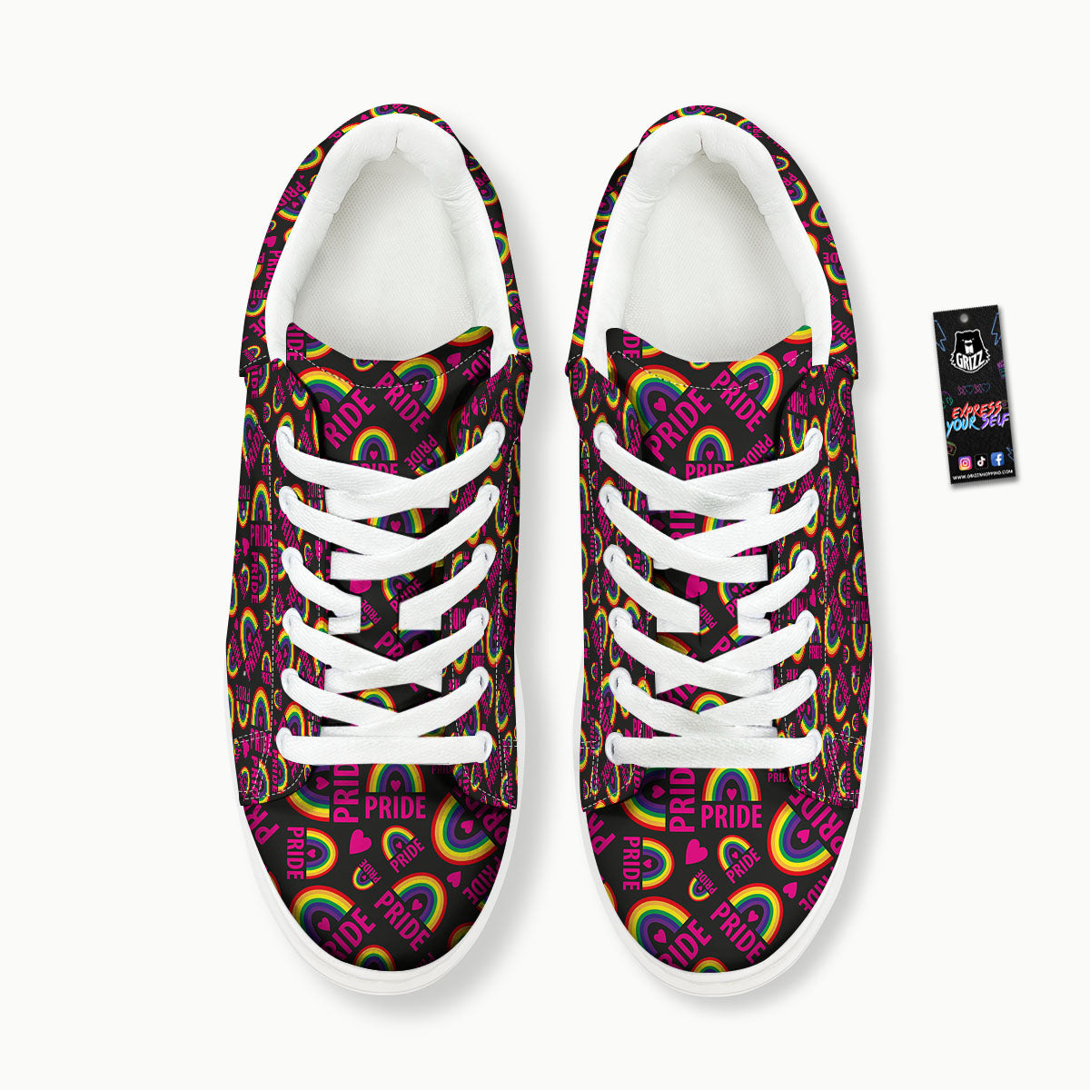 Rainbow Heart LGBT Pride Print Pattern Platform Shoes-grizzshop