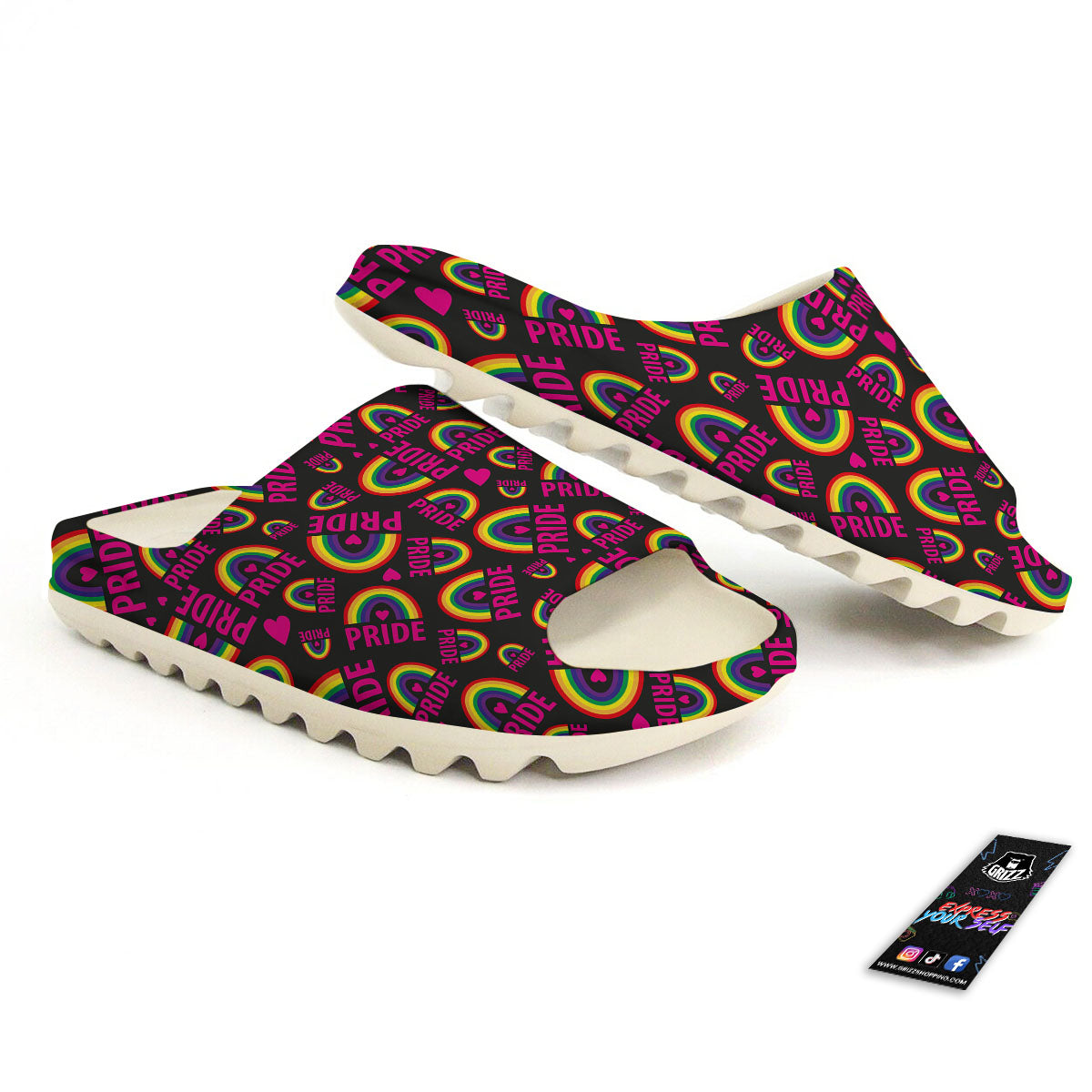 Rainbow Heart LGBT Pride Print Pattern Sandals-grizzshop