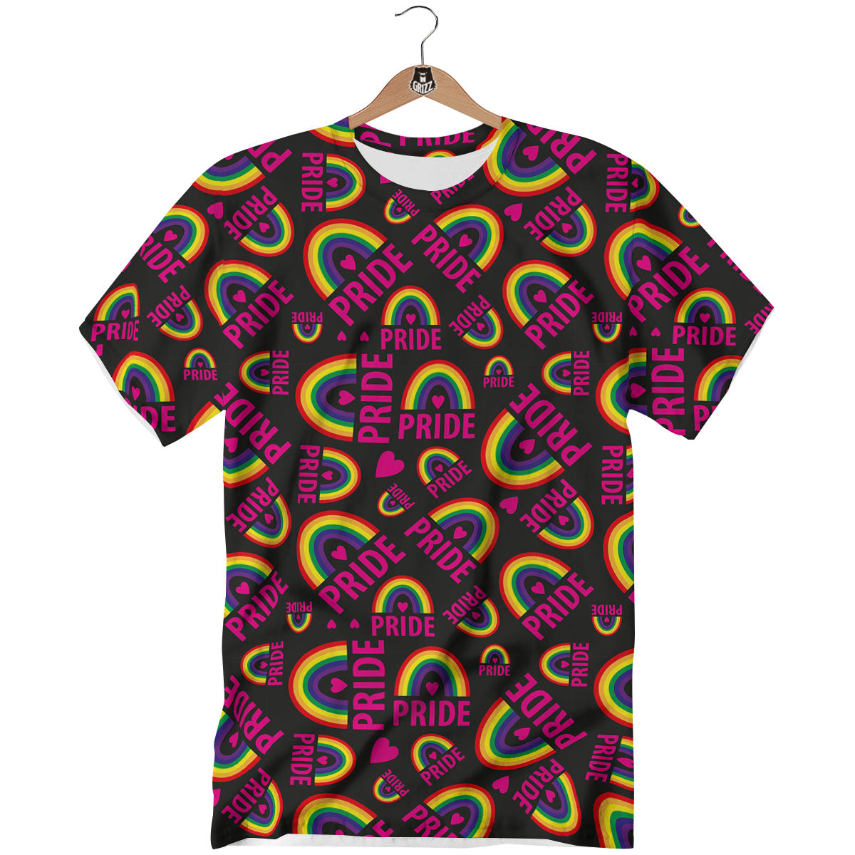 Rainbow Heart LGBT Pride Print Pattern T-Shirt-grizzshop