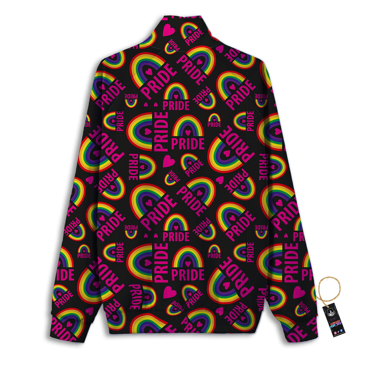 Rainbow Heart LGBT Pride Print Pattern Track Jacket-grizzshop