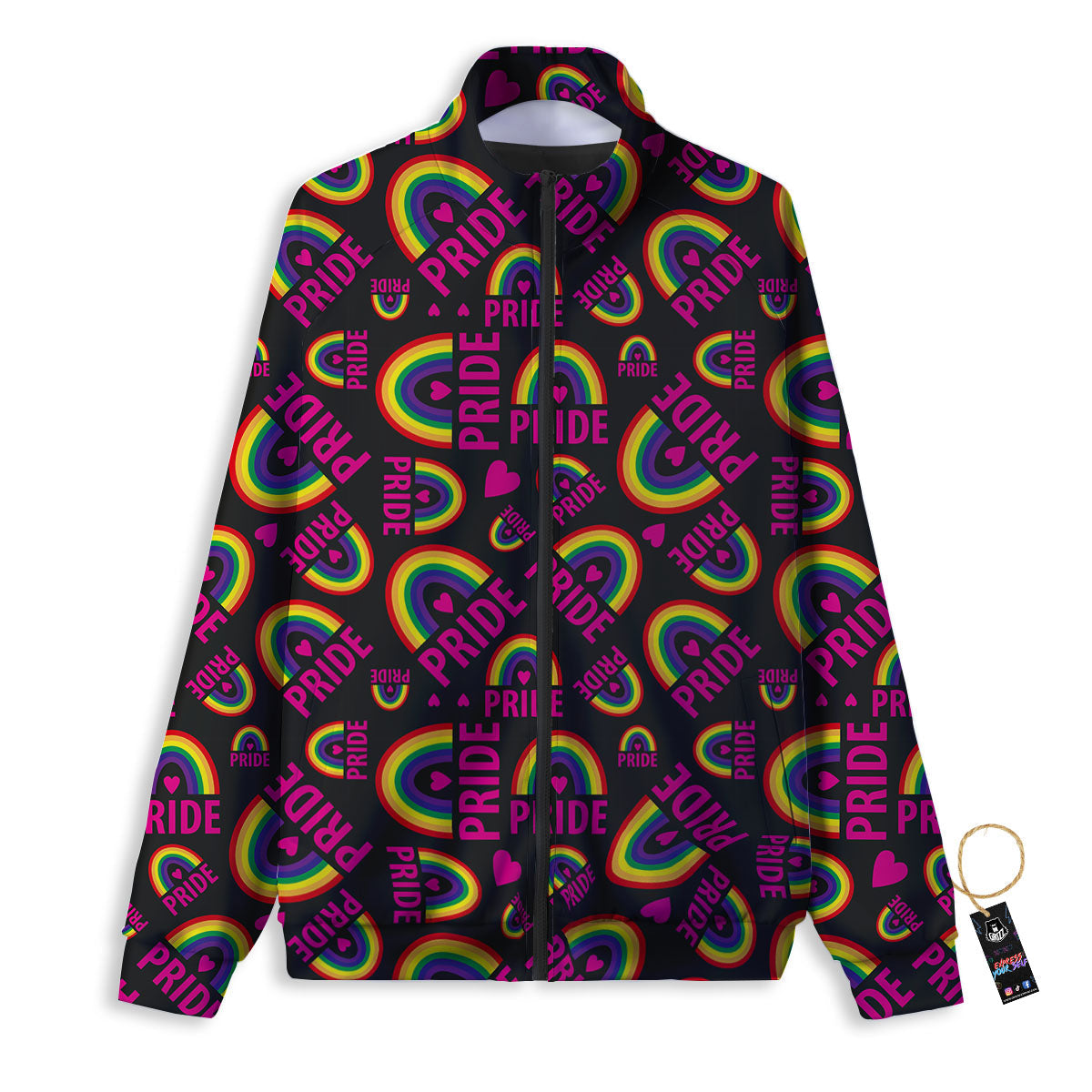 Rainbow Heart LGBT Pride Print Pattern Track Jacket-grizzshop