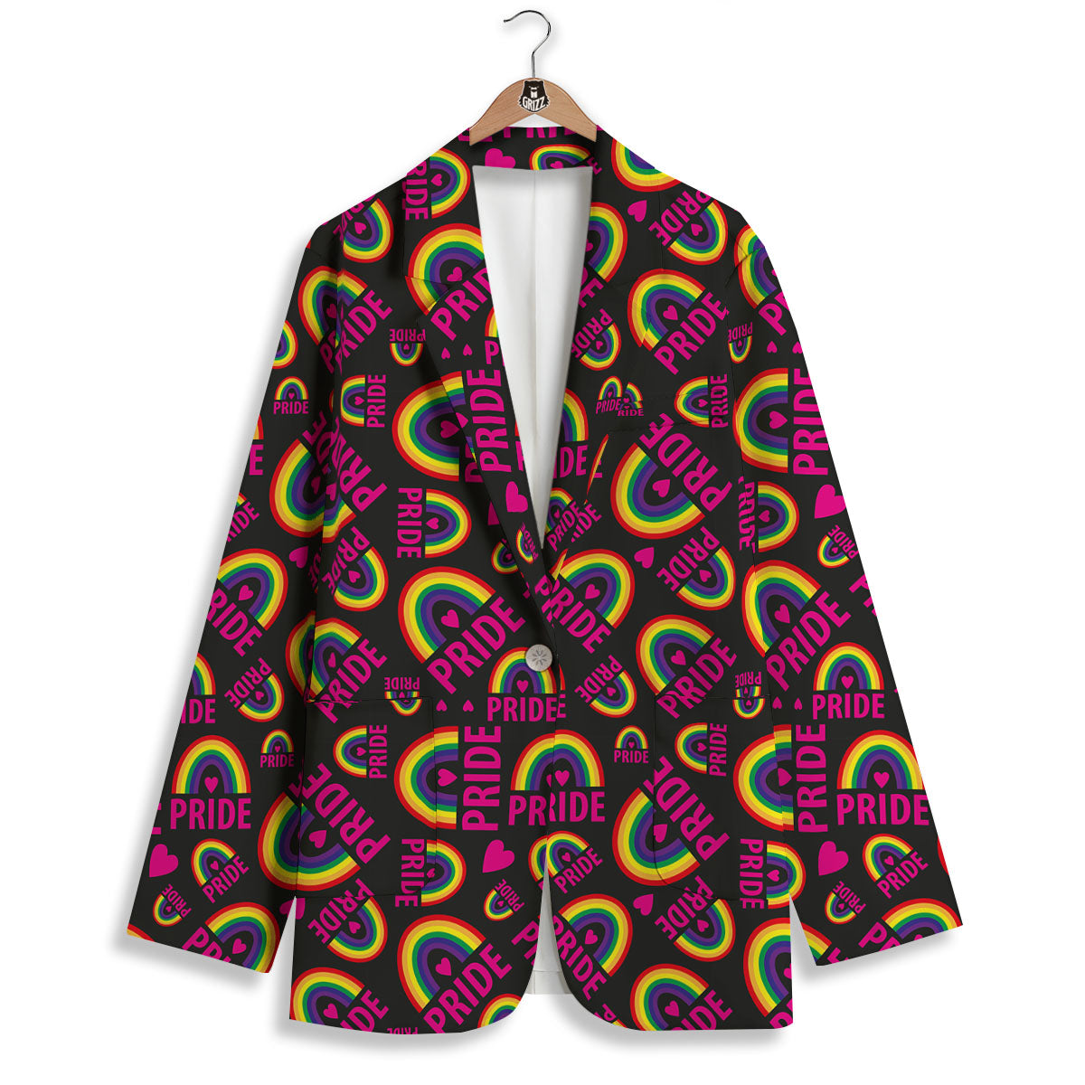 Rainbow Heart LGBT Pride Print Pattern Women's Blazer-grizzshop