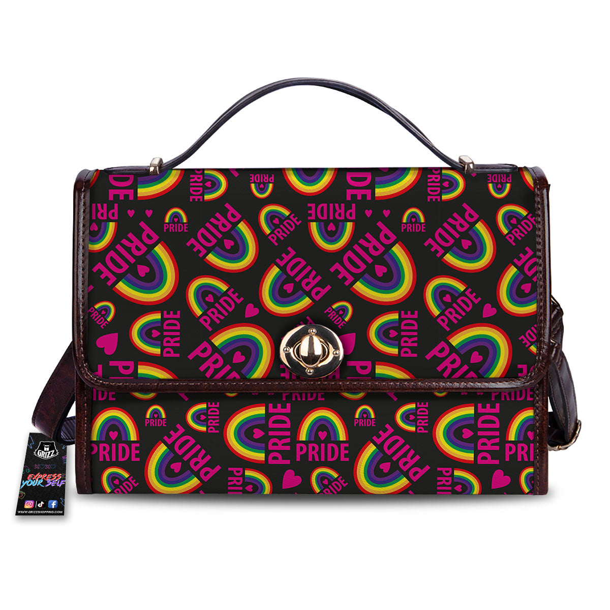 Rainbow Heart LGBT Pride Print Pattern Women's Satchel Bag-grizzshop