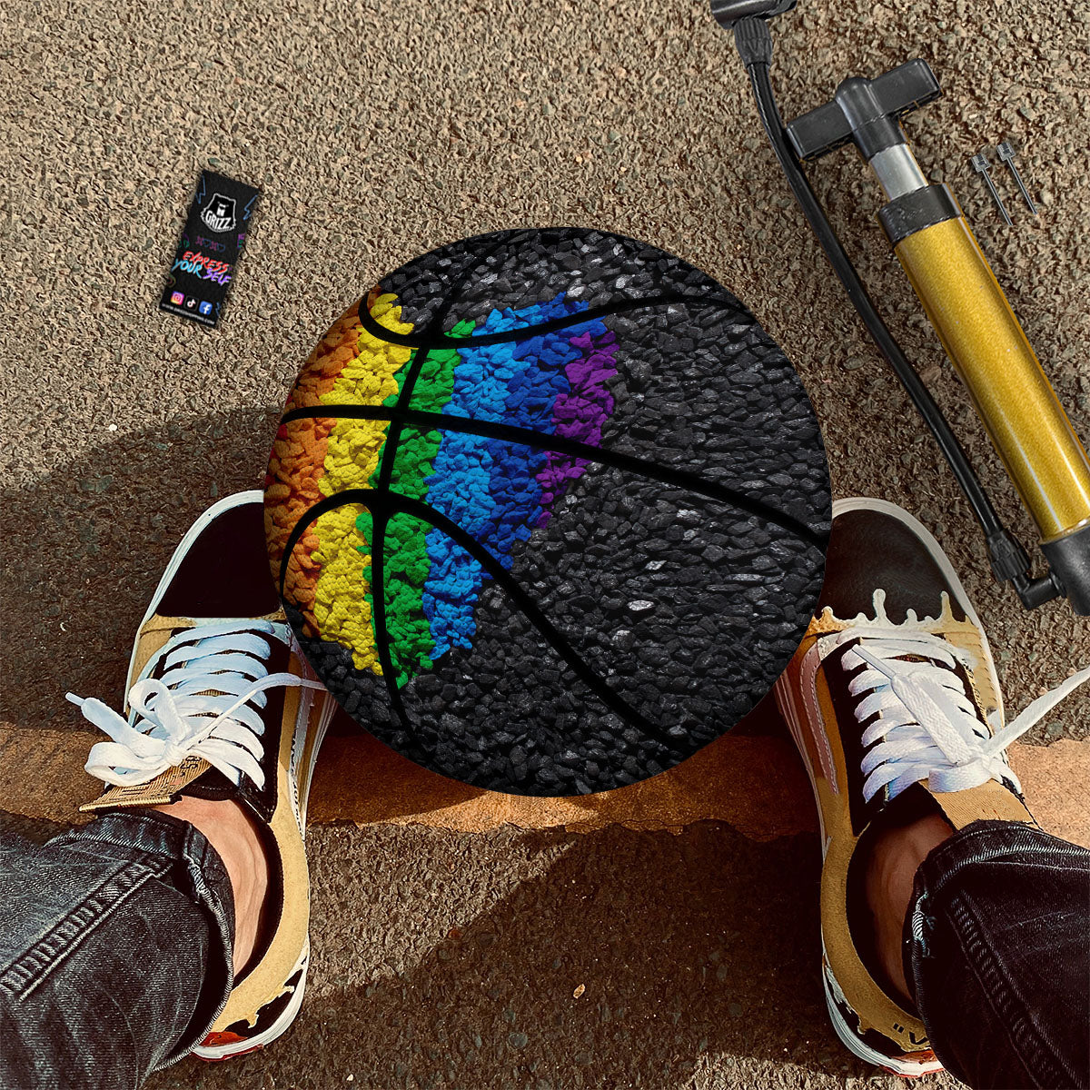 Rainbow Heart Stones LGBT Pride Print Basketball-grizzshop