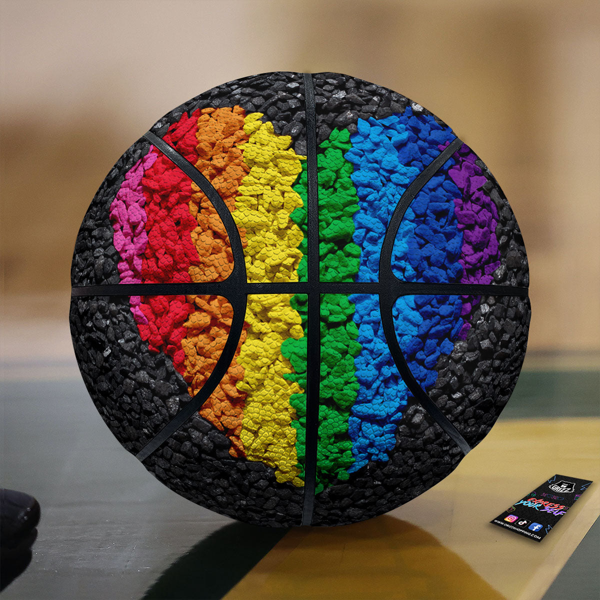 Rainbow Heart Stones LGBT Pride Print Basketball-grizzshop